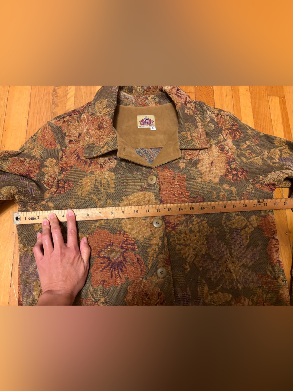 Barnfly floral boxy jacket L brocade upholstery eclectic grandma coastal cowgirl - Picture 9 of 10